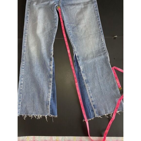 NEW RE/DONE Vintage High Rise Crop Flare Jeans Lt Wash w/ Dark Inset Size 24 - Picture 7 of 11